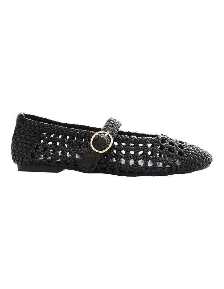Retro Flat Shoes in Black Weave image 1