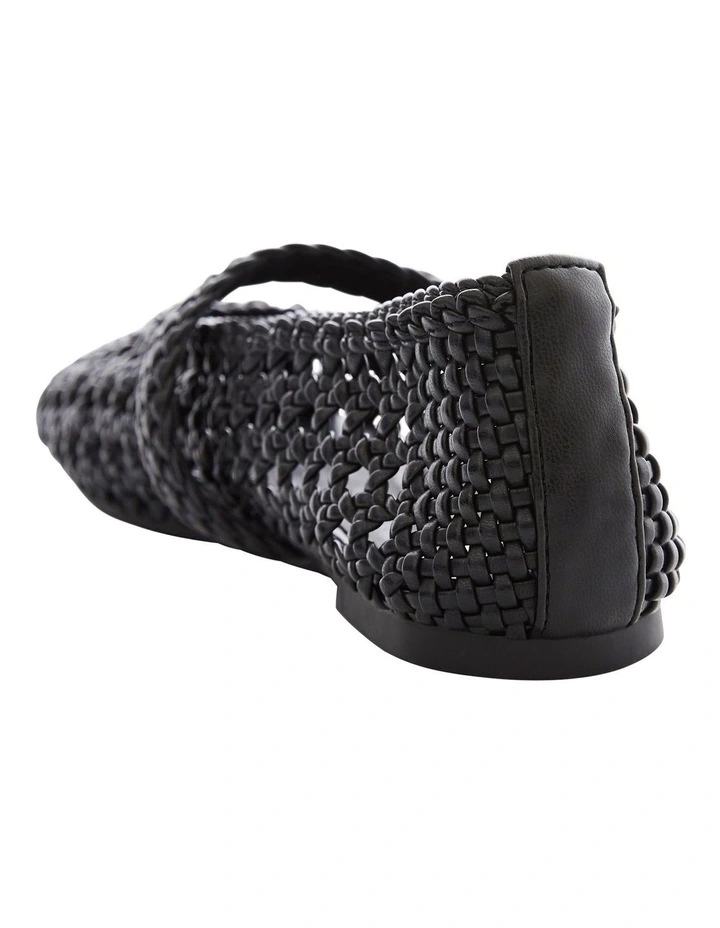 Retro Flat Shoes in Black Weave image 3