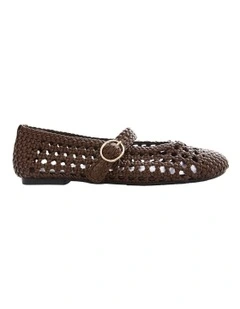 Retro Flat Shoes in Chocolate Weave
