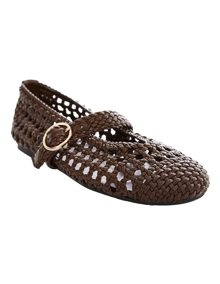 Retro Flat Shoes in Chocolate Weave image 2