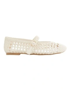 Retro Flat Shoes in Ivory Weave