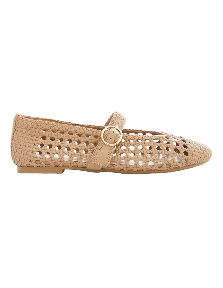 Retro Flat Shoes in Nude Weave image 1