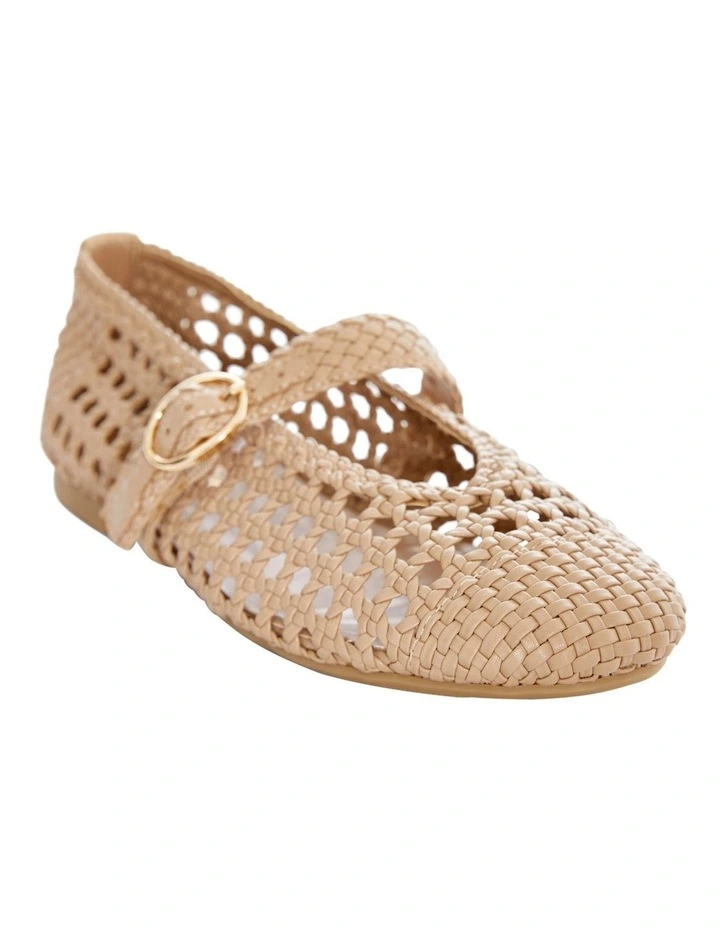 Retro Flat Shoes in Nude Weave image 2