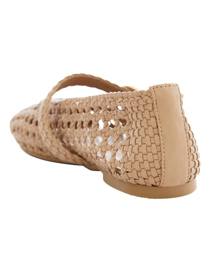 Retro Flat Shoes in Nude Weave image 3