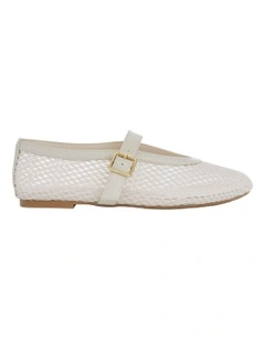 Reign Flat Shoes in Bone Mesh