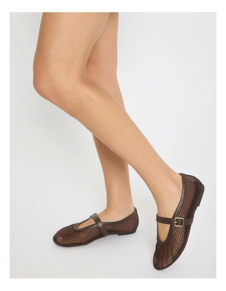 Reign Flat Shoes in Chocolate Mesh image 2