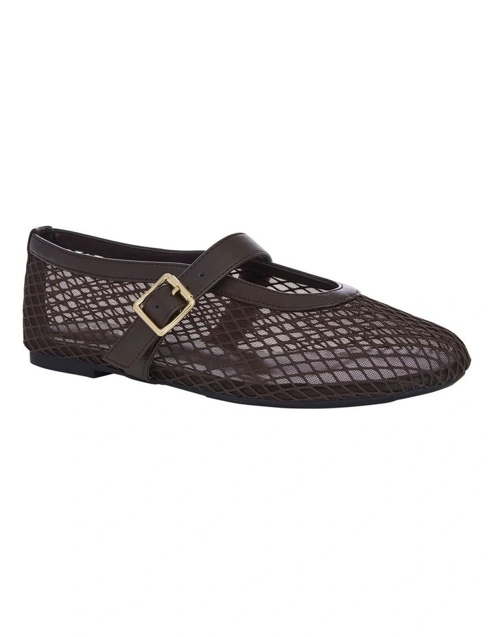 Reign Flat Shoes in Chocolate Mesh image 2
