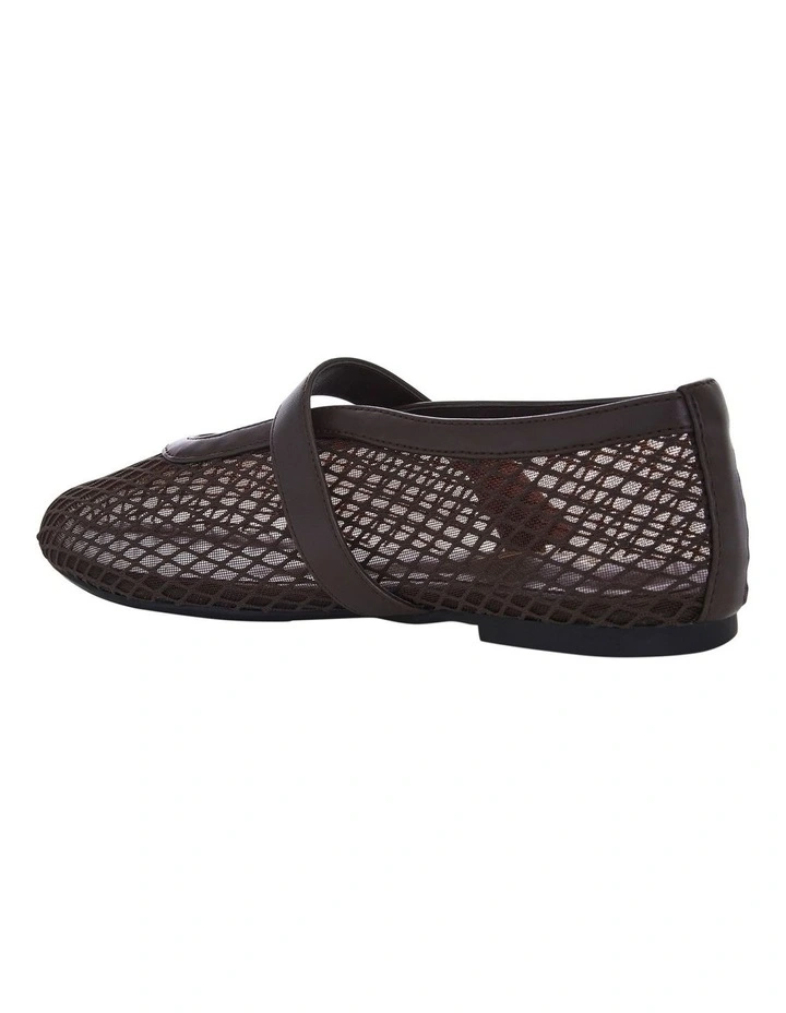 Reign Flat Shoes in Chocolate Mesh image 3
