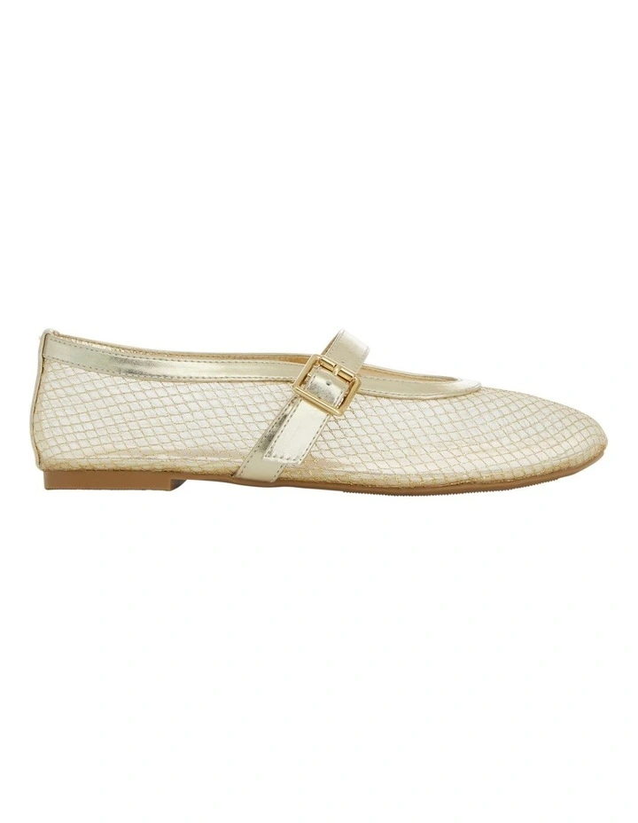 Reign Flat Shoes in Gold Mesh image 1