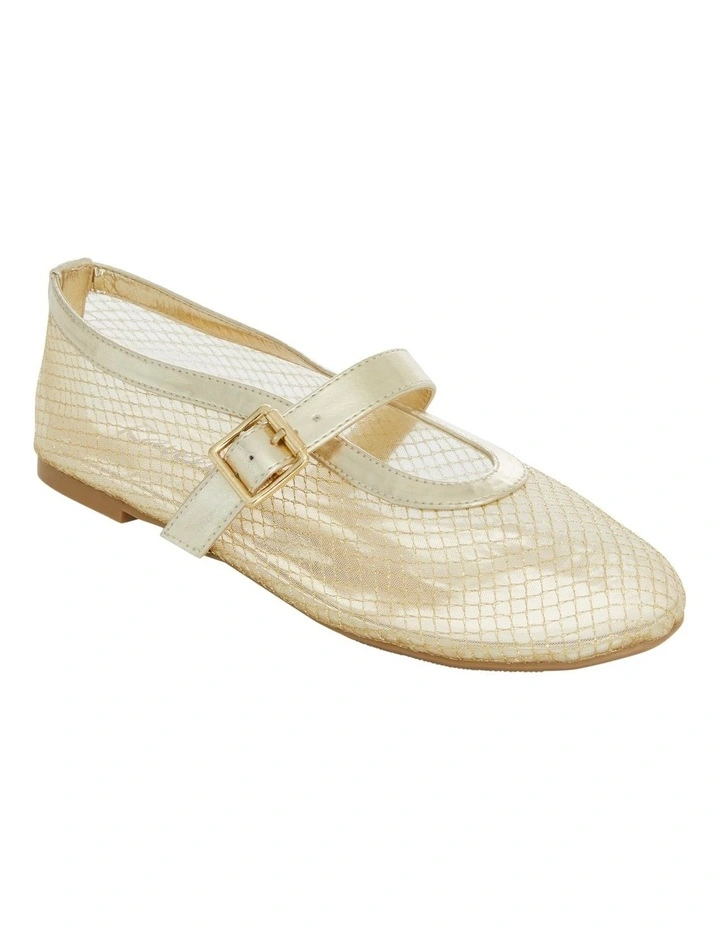 Reign Flat Shoes in Gold Mesh image 2