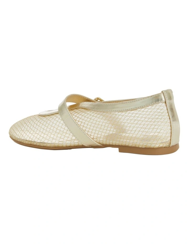 Reign Flat Shoes in Gold Mesh image 3
