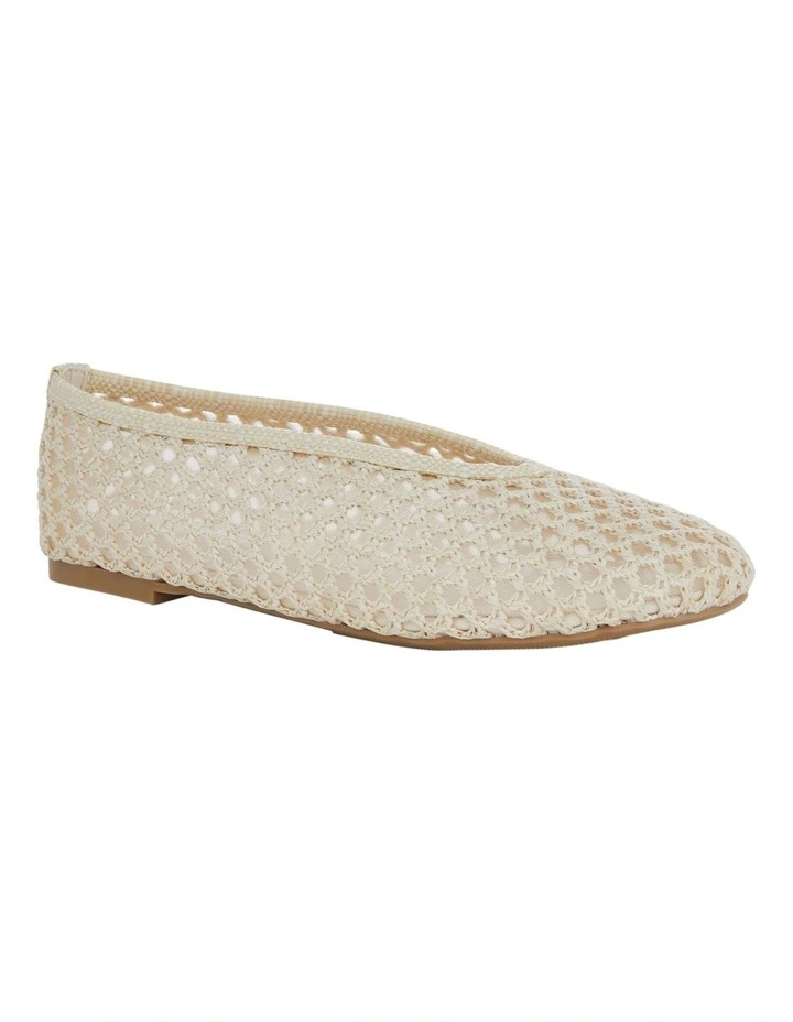 Rayner Flat Shoes in Ivory Mesh image 2