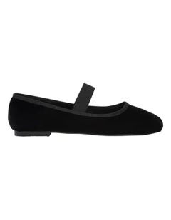 Roxana Flat Shoes in Black Velvet