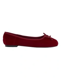 Ruby Flat Shoes in Wine Velvet