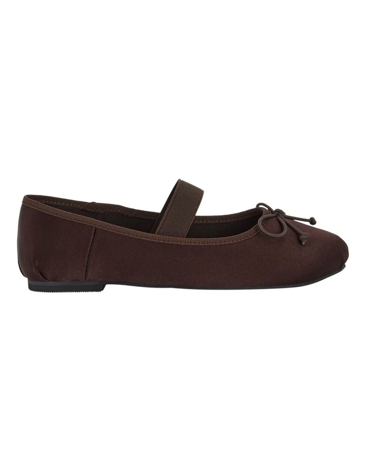 Rose Flat Shoes in Chocolate Satin image 1