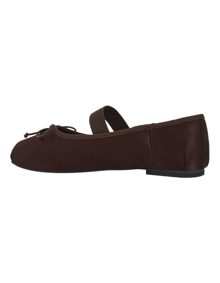 Rose Flat Shoes in Chocolate Satin image 3