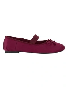 Rose Flat Shoes in Wine Satin