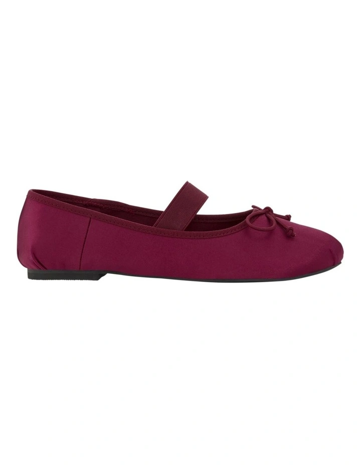 Rose Flat Shoes in Wine Satin image 1