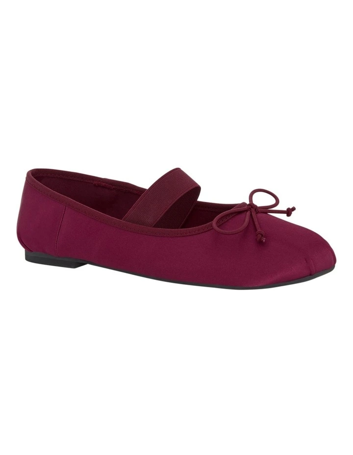 Rose Flat Shoes in Wine Satin image 2