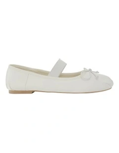 Rose Flat Shoes in Ivory Satin