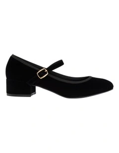 Juliet Heeled Shoes in Black Velvet