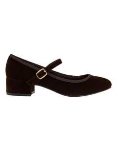 Juliet Heeled Shoes in Chocolate Velvet