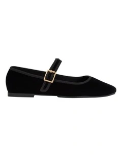 Romy Flat Shoes in Black Velvet