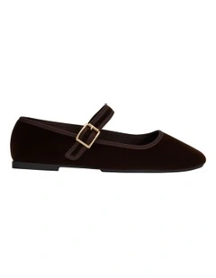 Romy Flat Shoes in Chocolate Velvet