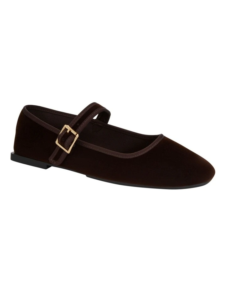 Romy Flat Shoes in Chocolate Velvet image 2