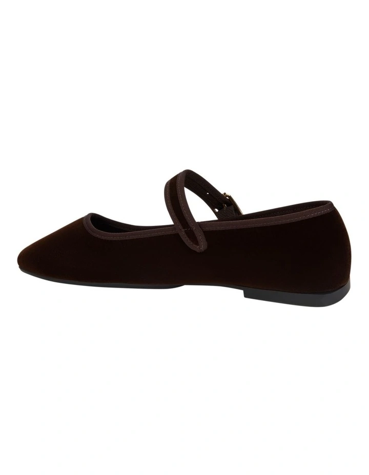Romy Flat Shoes in Chocolate Velvet image 3