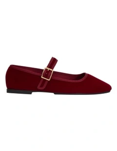 Romy Flat Shoes in Wine Velvet