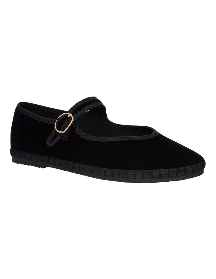 Sarina Flat Shoes in Black Velvet image 2