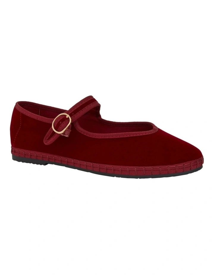 Sarina Flat Shoes in Wine Velvet image 2