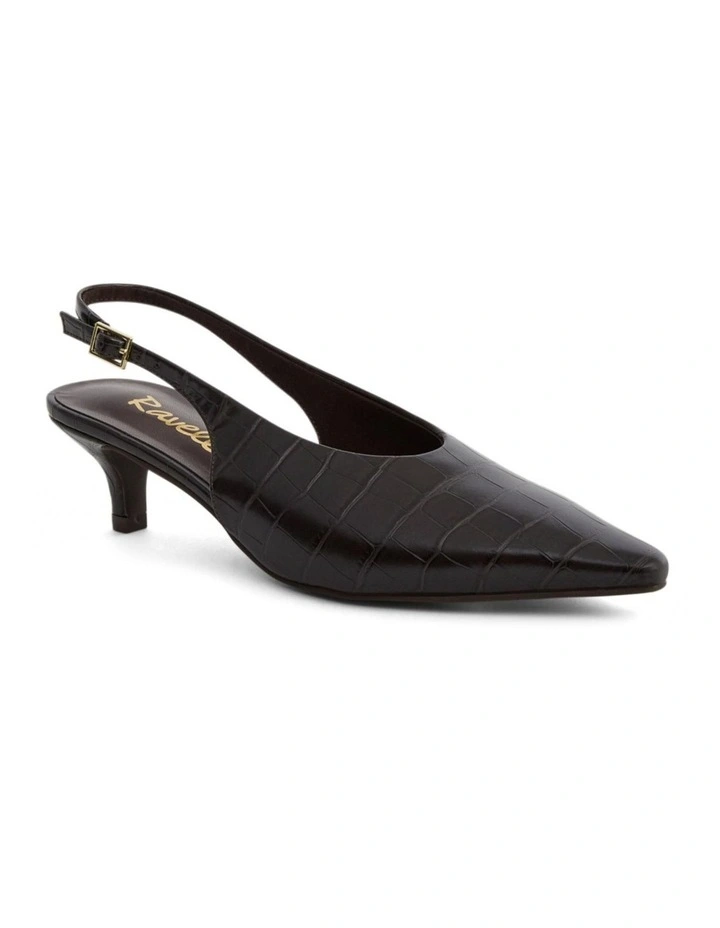 Simone Heeled Shoes in Chocolate Croc image 2