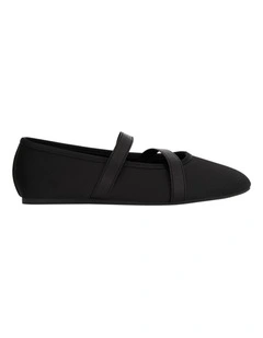 Ryla Ballet Flats in Black Satin