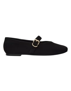 Charm Ballet Flats in Black Micro