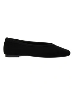Emily Ballet Flats in Black Micro