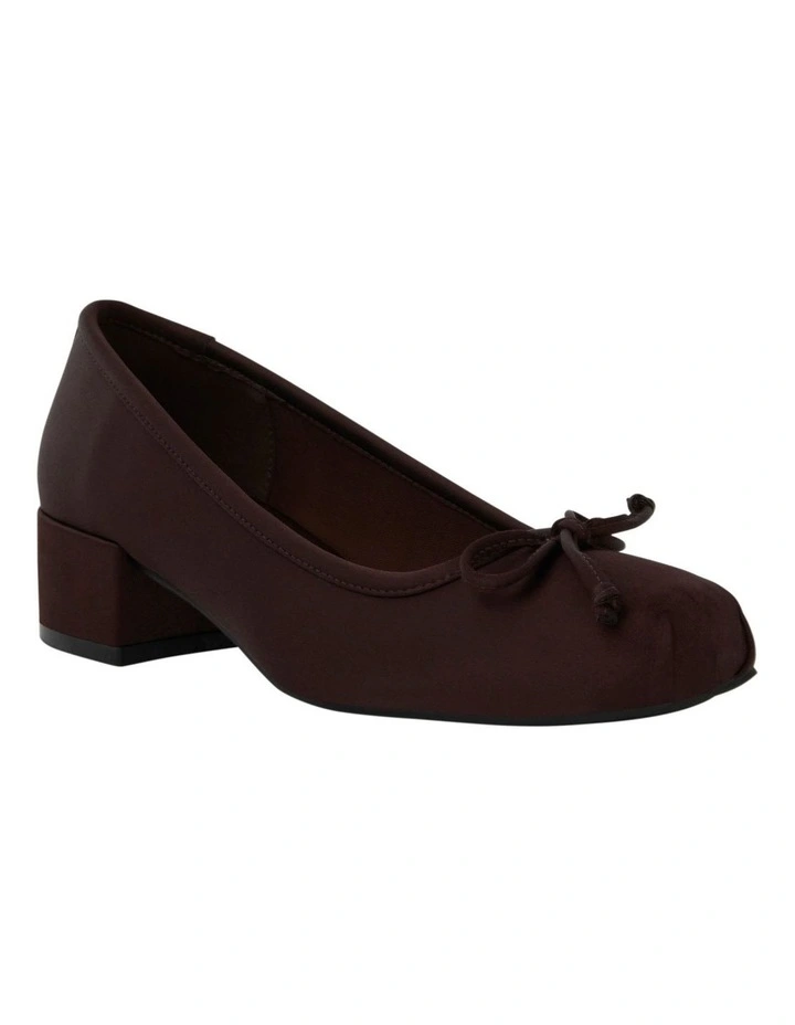 June Heeled Shoes In Chocolate Satin image 2