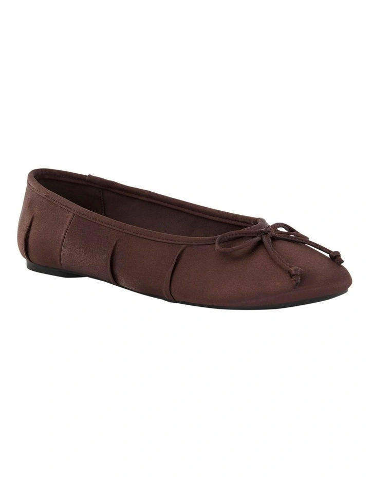 Beatrice Ballet Flats in Chocolate Satin image 2