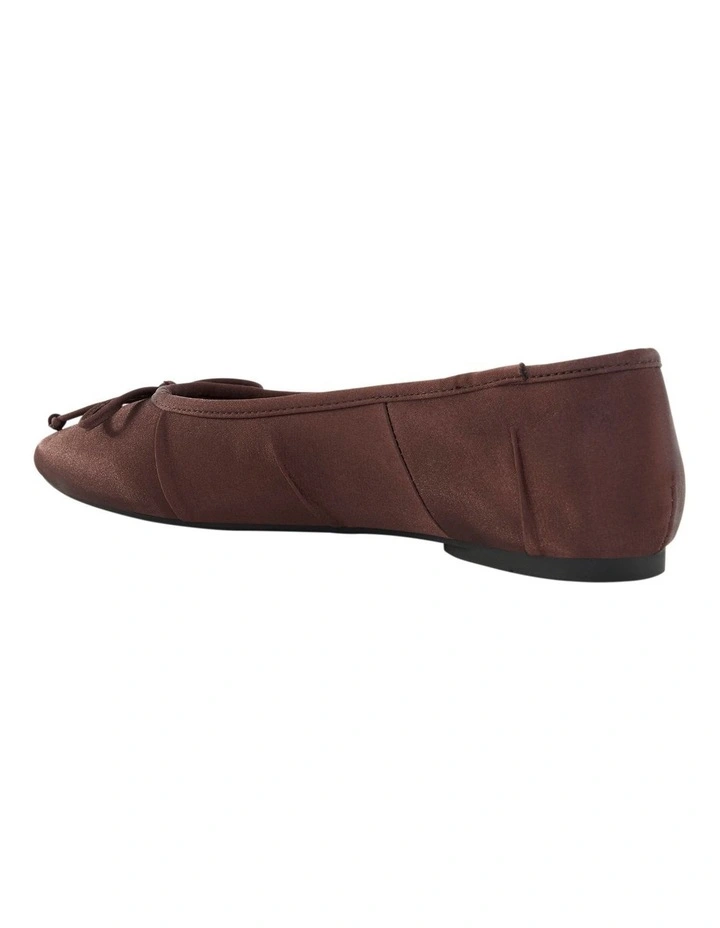 Beatrice Ballet Flats in Chocolate Satin image 3