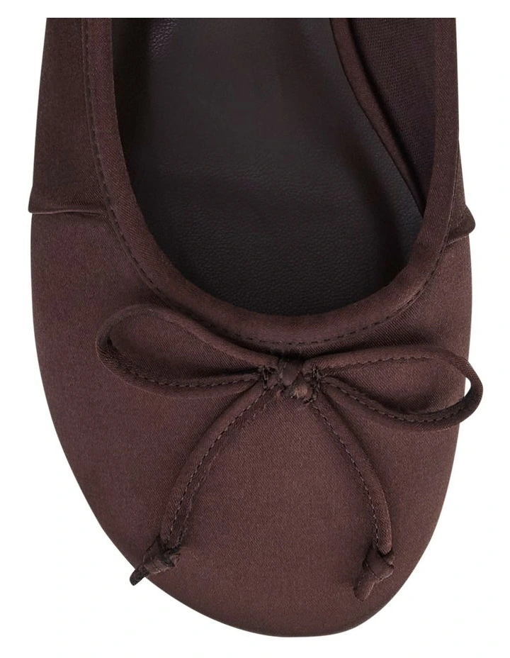 Beatrice Ballet Flats in Chocolate Satin image 4