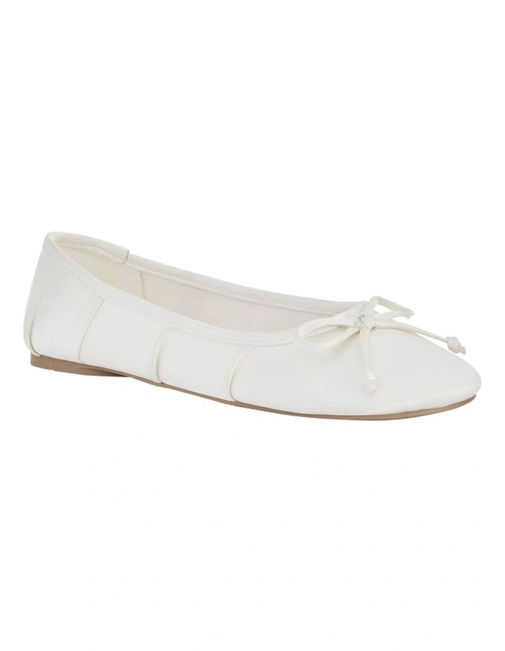 Beatrice Ballet Flats in Ivory Satin image 2