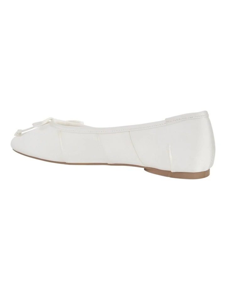 Beatrice Ballet Flats in Ivory Satin image 3