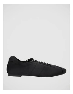 Delphine Ballet Flat in Black Satin