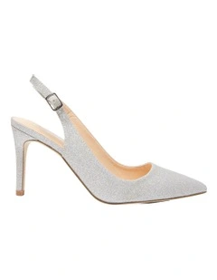 Whiz Heeled Shoes In Silver Glitter