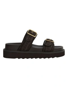 Poncho Sandals in Chocolate Raffia