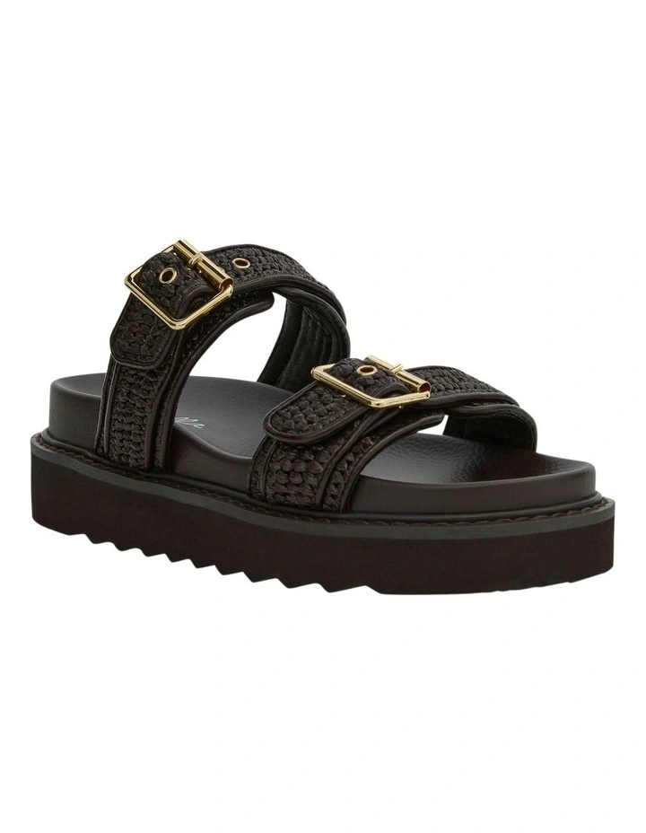 Poncho Sandals in Chocolate Raffia image 2