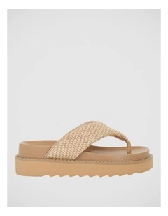 Pollini Platform Thongs in Natural Raffia