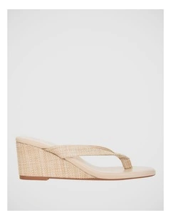 Alana Wedge Thong in Natural Raffia