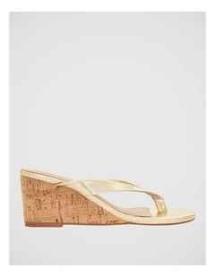 Amira Cork Wedge Thong in Soft Gold